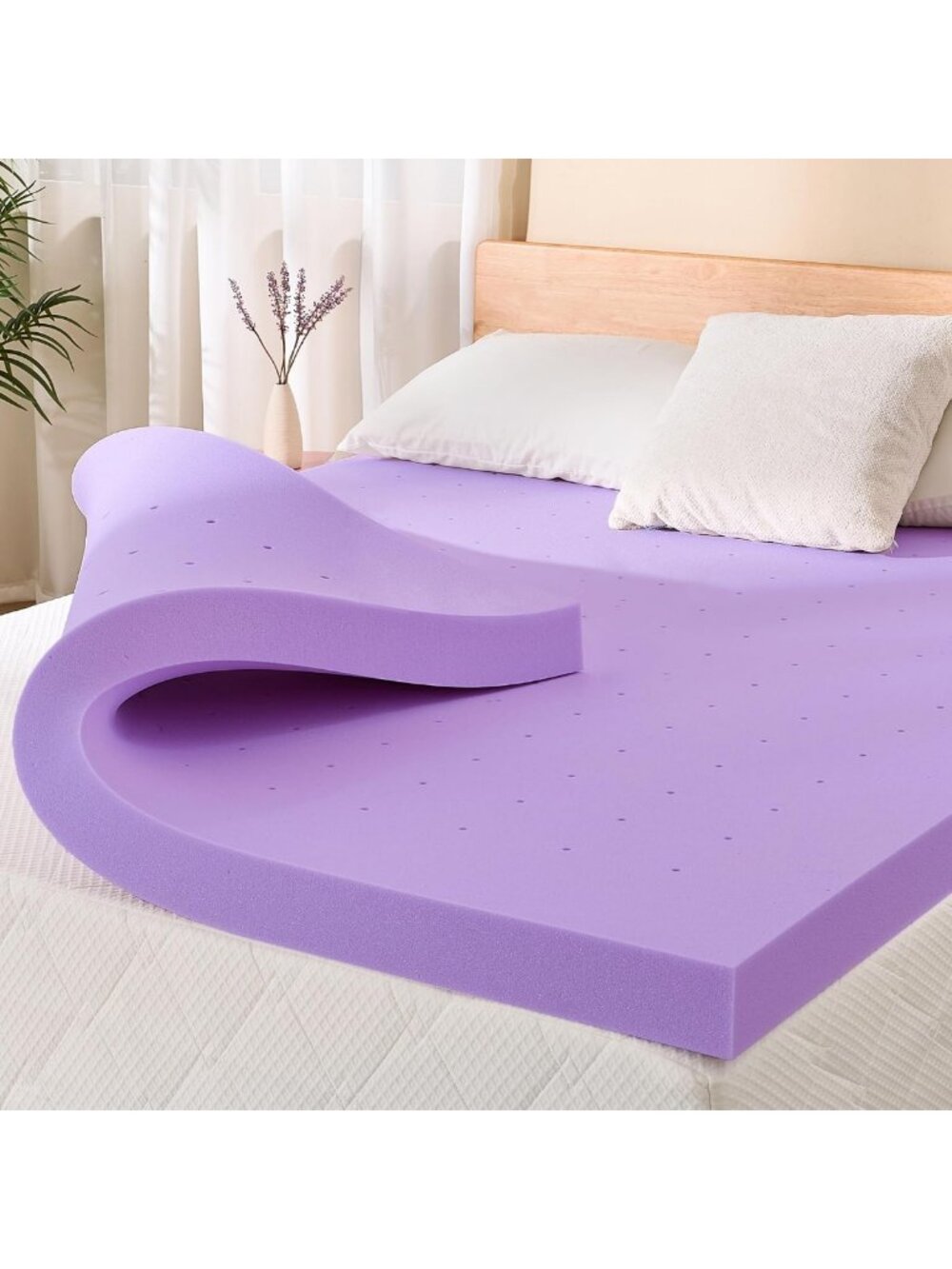 2 Inch Twin Lavender Scented Memory Foam Mattress Topper for Comfort & Support